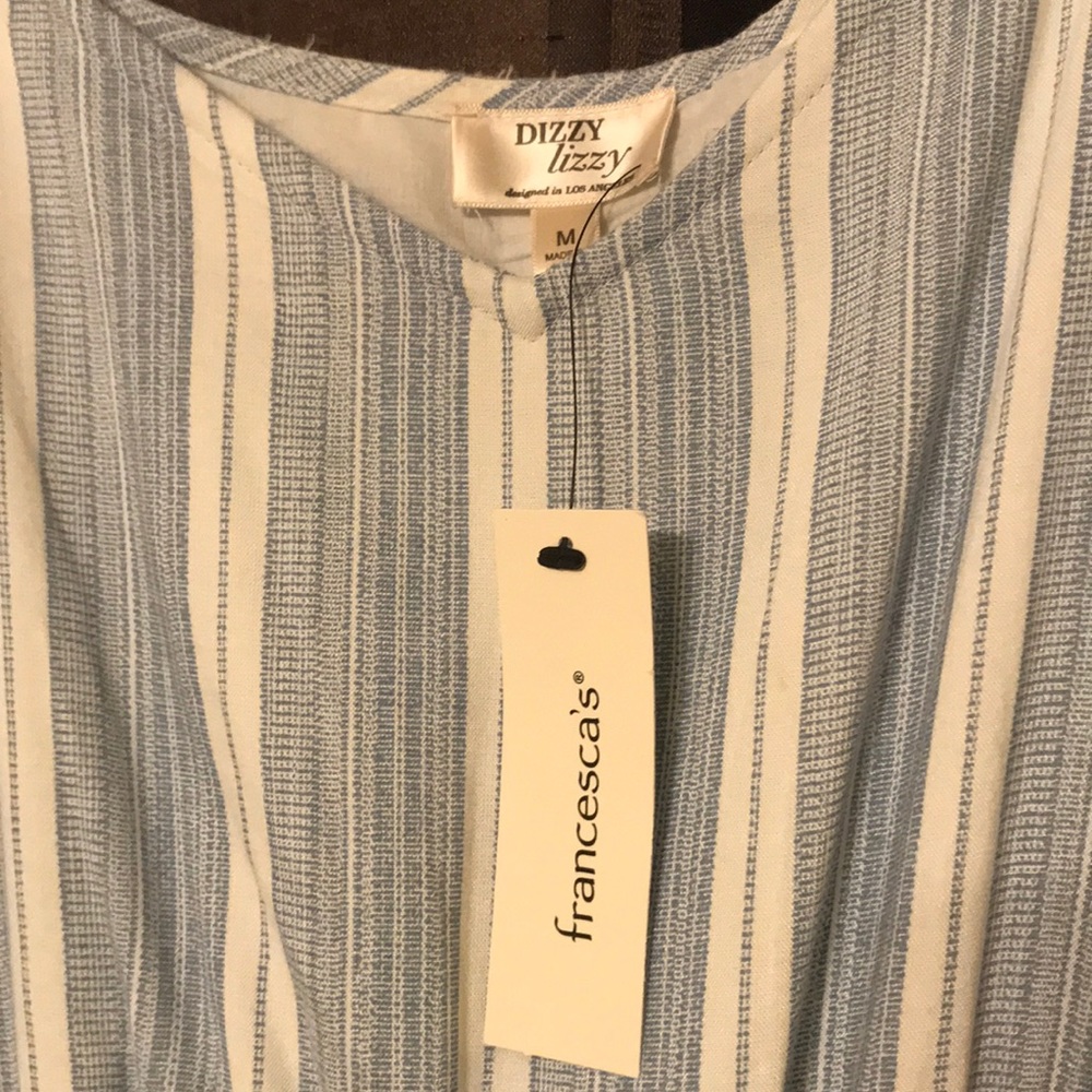 Francesca’s NWT Baby Blue & White Romper Pant